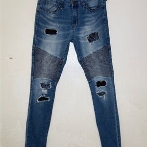 Rue 21 Men's Stacked Skinny Distressed Blue Jeans Sz 32/34